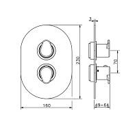 Cisal LineaViva Смеситель термостатический для душа встраиваемый на 2 потреб., цвет: brushed nickel LV0181002F