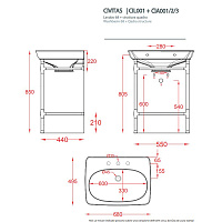 ArtCeram Civitas Консоль напольная металлическая для раковины 55x44x75h см, цвет: gold CIA001 73