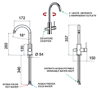 Remer X Style Смеситель для кухни, с независимым каналом для питьевой воды, цвет: bianco opaco N792DWBO