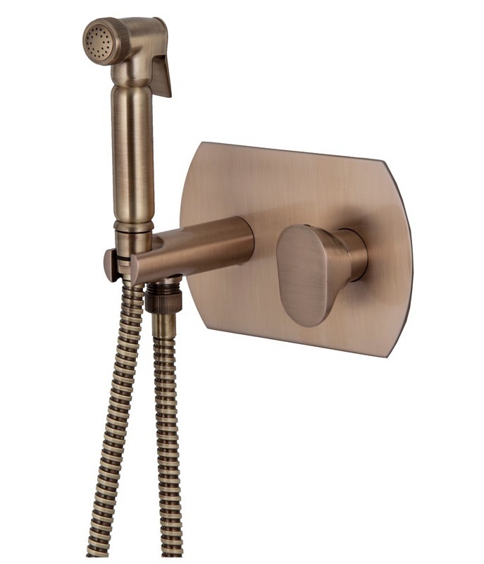 Remer Infinity Гигиенический душ со смесителем, шланг, с встраиваемой частью, цвет: vecchio ottone I60VO