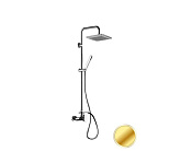 Remer Energy Душевая стойка: смеситель, верхний душ 20x20 см, штанга 107 см, цвет: oro spazzolato EY37X7SS9SSBG