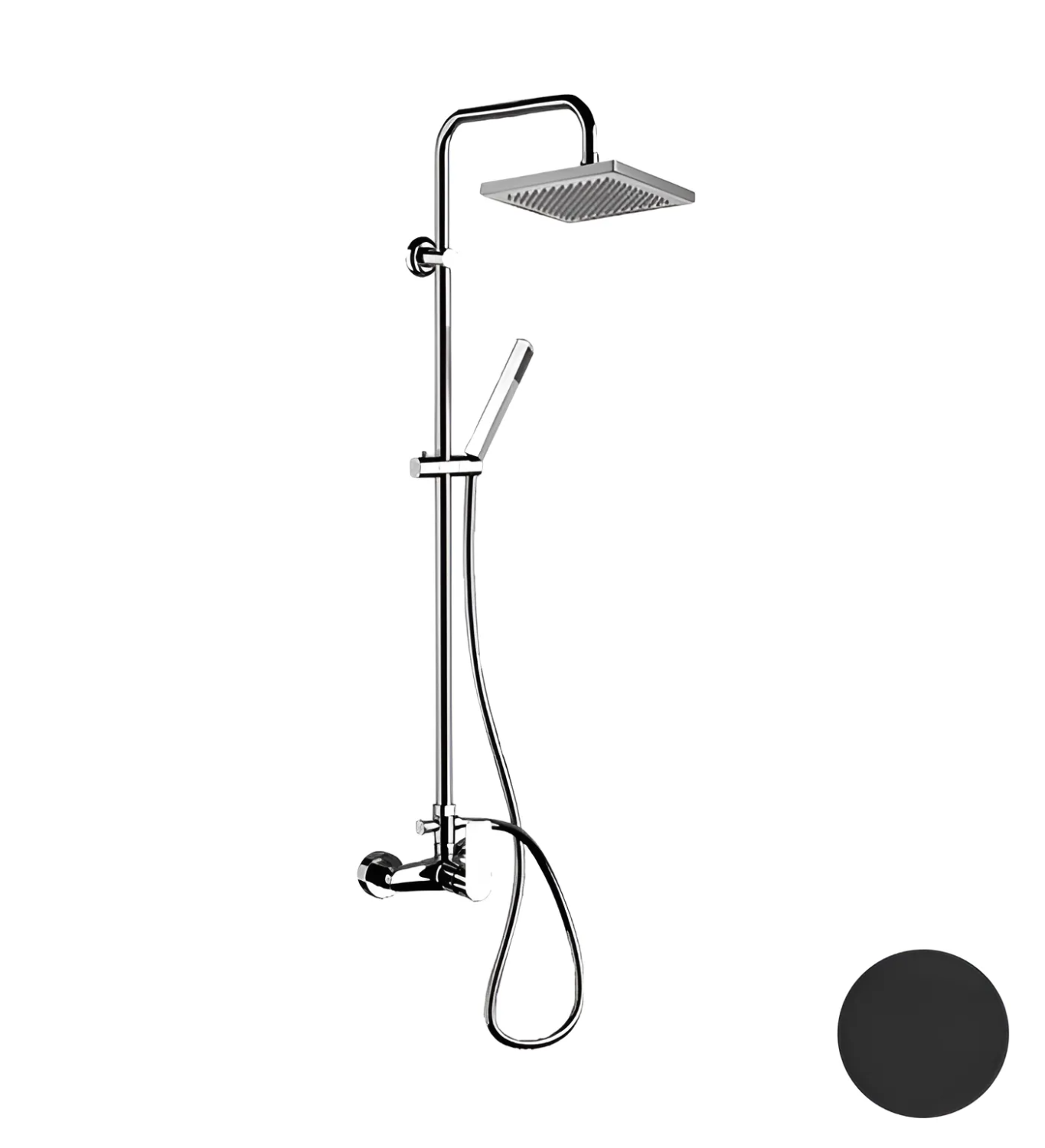 Remer Energy Душевая стойка: смеситель, верхний душ 20 см, лейка, штанга 107 см, цвет: nero opaco EY37X7SS9SSNO