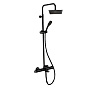 Remer Elegance Душевая стойка: термостат, верхний душ 25 см, лейка, штанга 161 см, цвет: nero opaco EQ34A8CPUFS25NO