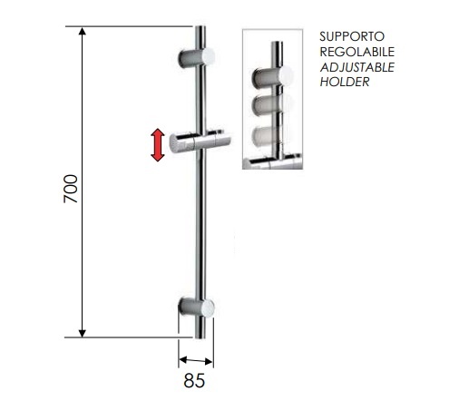 Remer Душевая штанга 70 см, цвет: rame lucido 317GRL