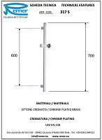 Remer Душевая штанга 70 см, цвет: bianco opaco 317SBO