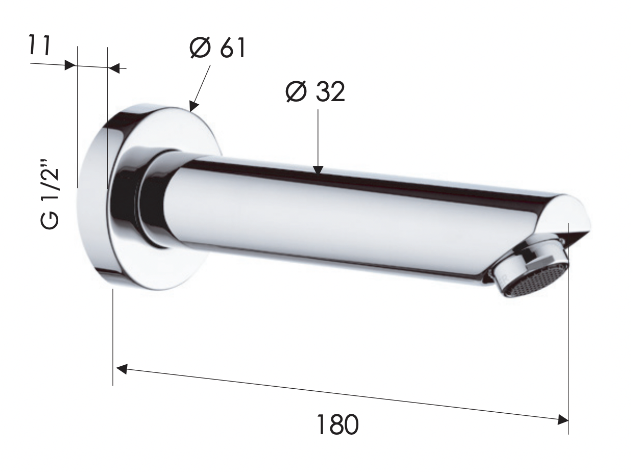 Remer Minimal Излив настенный 18 см, цвет: nero opaco 91MNO