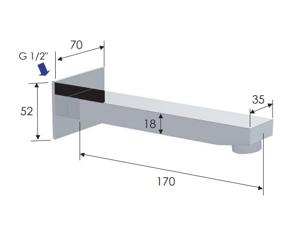 Remer Qubika Излив настенный 18 см, цвет: nichel spazzolato opaco 91QNPO