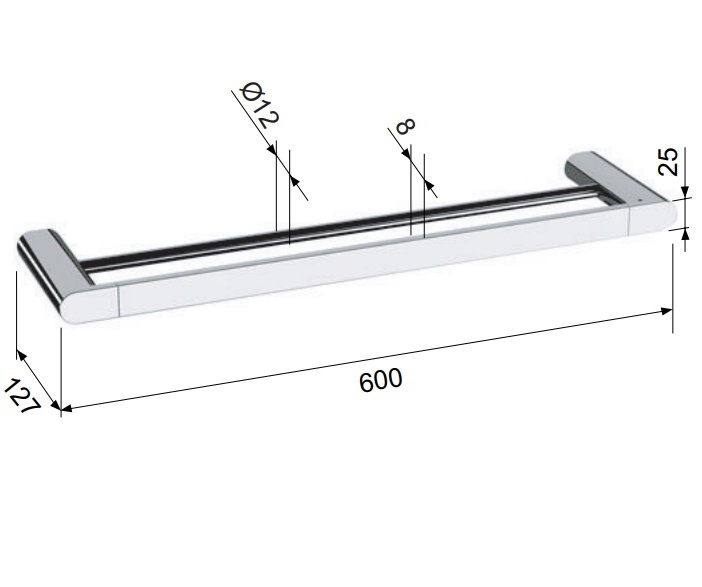 Remer Lounge Полотенцедержатель двойной 60 см, подвесной, латунь, цвет: nero opaco LN33NO