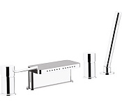 Remer Minimal Смеситель на борт ванны, излив каскад многоструйный, лейка, шланг, цвет: bianco opaco N06317MMBO