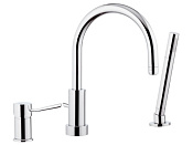 Remer Minimal Смеситель на борт ванны, излив 21,5 см, лейка 1 вид струи, шланг 150 см, цвет: cromo N07