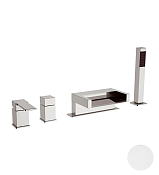 Remer Qubika Cascata Смеситель на борт ванны, каскадный излив, лейка, шланг, цвет: bianco opaco QC06BO