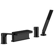 Remer Infinity Смеситель на борт ванны, излив каскад многоструйный, лейка, шланг, цвет: nero opaco I06NO