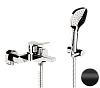 Remer Slash & Dot Смеситель для ванны с душем, лейка 3 вида струи, шланг 150 см, цвет: nero opaco SL02NO
