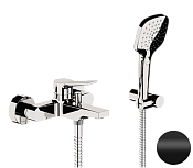 Remer Slash & Dot Смеситель для ванны с душем, лейка 3 вида струи, шланг 150 см, цвет: nero opaco SL02NO