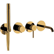 Remer X Style Смеситель для ванны, излив, лейка 1 режим, со скрытой частью, цвет: oro spazzolato X96S03ROXXBG