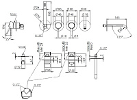 Remer X Style Смеситель для ванны, излив, лейка 1 режим, со скрытой частью, цвет: oro spazzolato X96S03ROXXBG