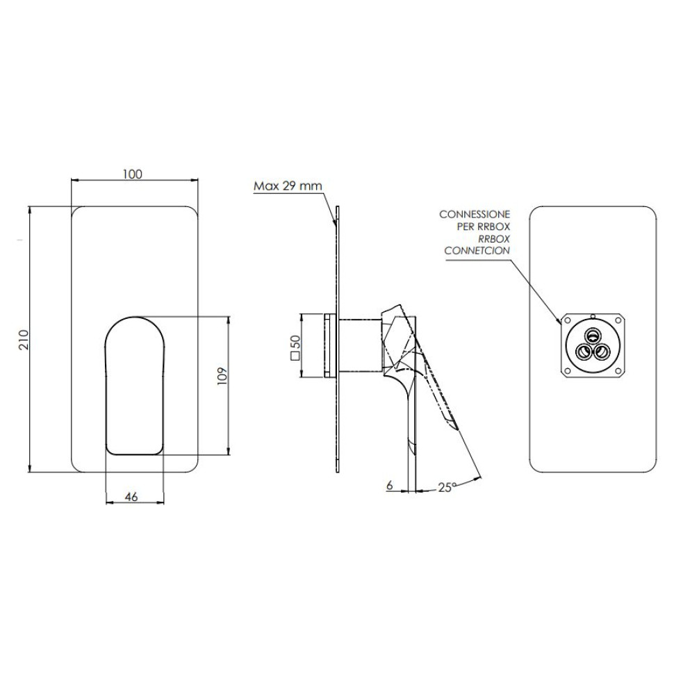 Remer Infinity Смеситель для душа встраиваемый на 1 потребителя, внешняя часть, цвет: oro lucido I30KBDO