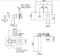 Remer Absolute Смеситель для раковины встраиваемый, излив 20 см, цвет: vecchio ottone AU15VO