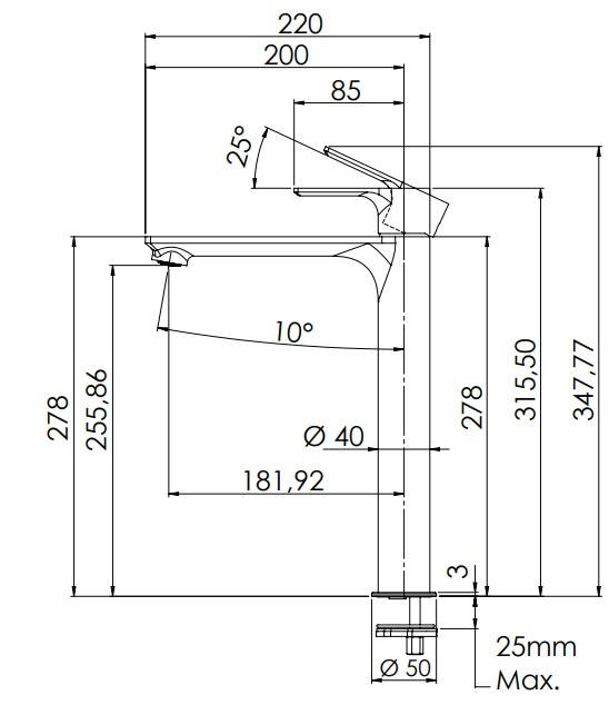 Remer Energy Смеситель для раковины, без донного клапана, высота излива 25,6 см, цвет: bianco opaco EY11LBO