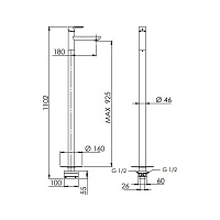 Remer Energy Смеситель для раковины напольный, д/к, излив 18 см, цвет: nero opaco EY18NO