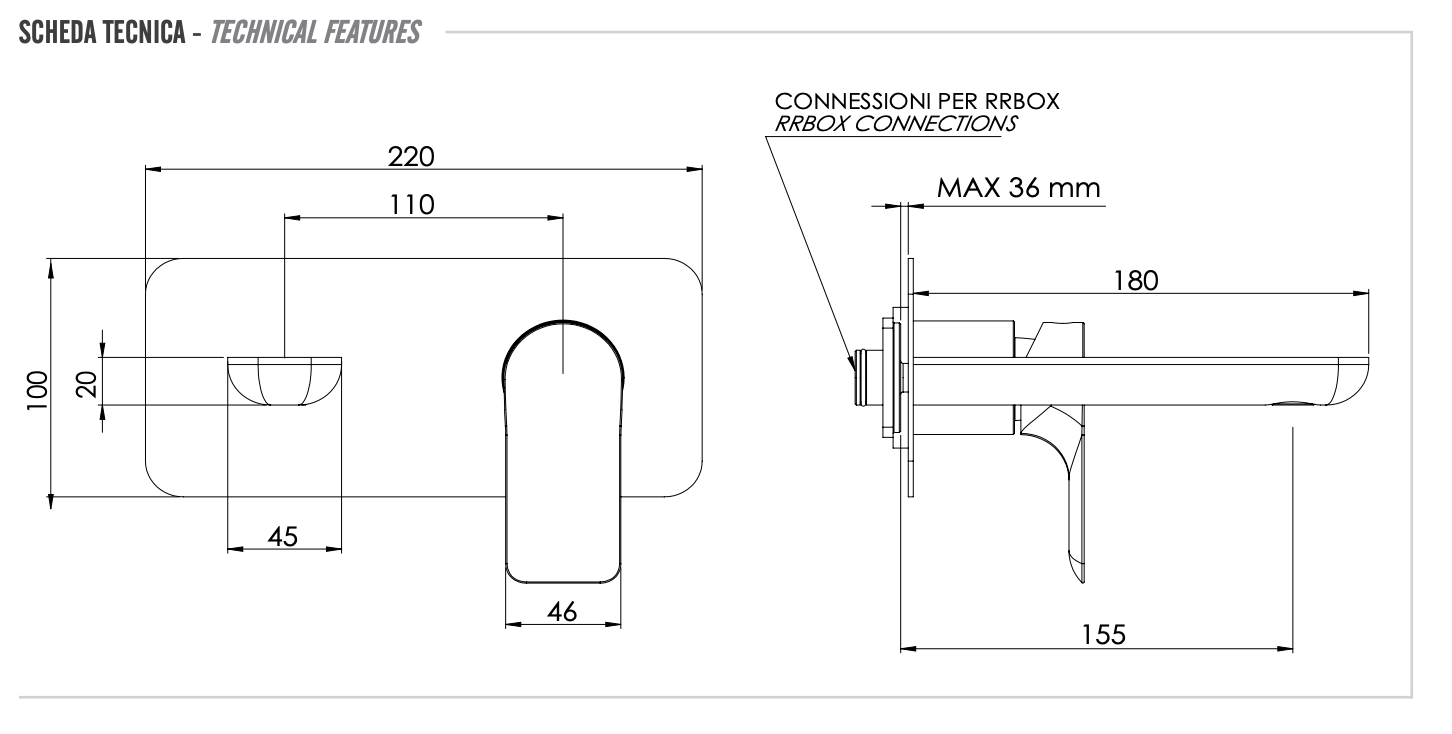 Remer Infinity Смеситель для раковины, излив 15,5 см, внешняя часть, цвет: nero opaco I15KBNO