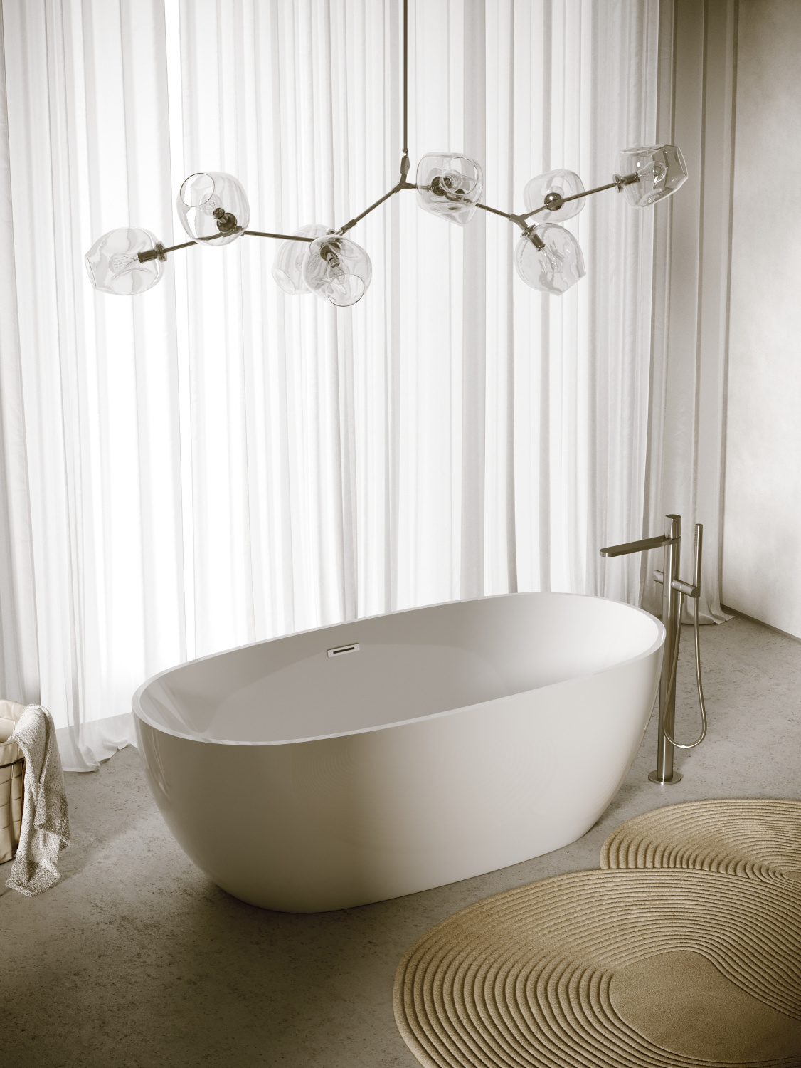 Sancos Flo Акриловая ванна отдельностоящая 170x80x58h см, цвет: белый FB02