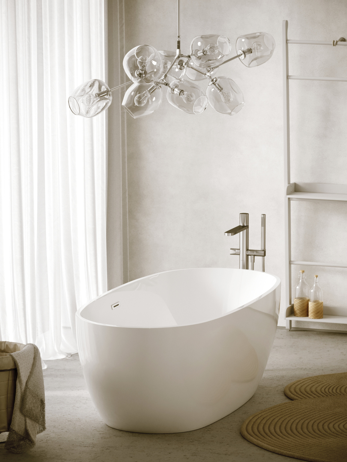 Sancos Flo Акриловая ванна отдельностоящая 170x80x58h см, цвет: белый FB02