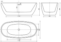 Sancos Flo Акриловая ванна отдельностоящая 170x80x58h см, цвет: белый FB02