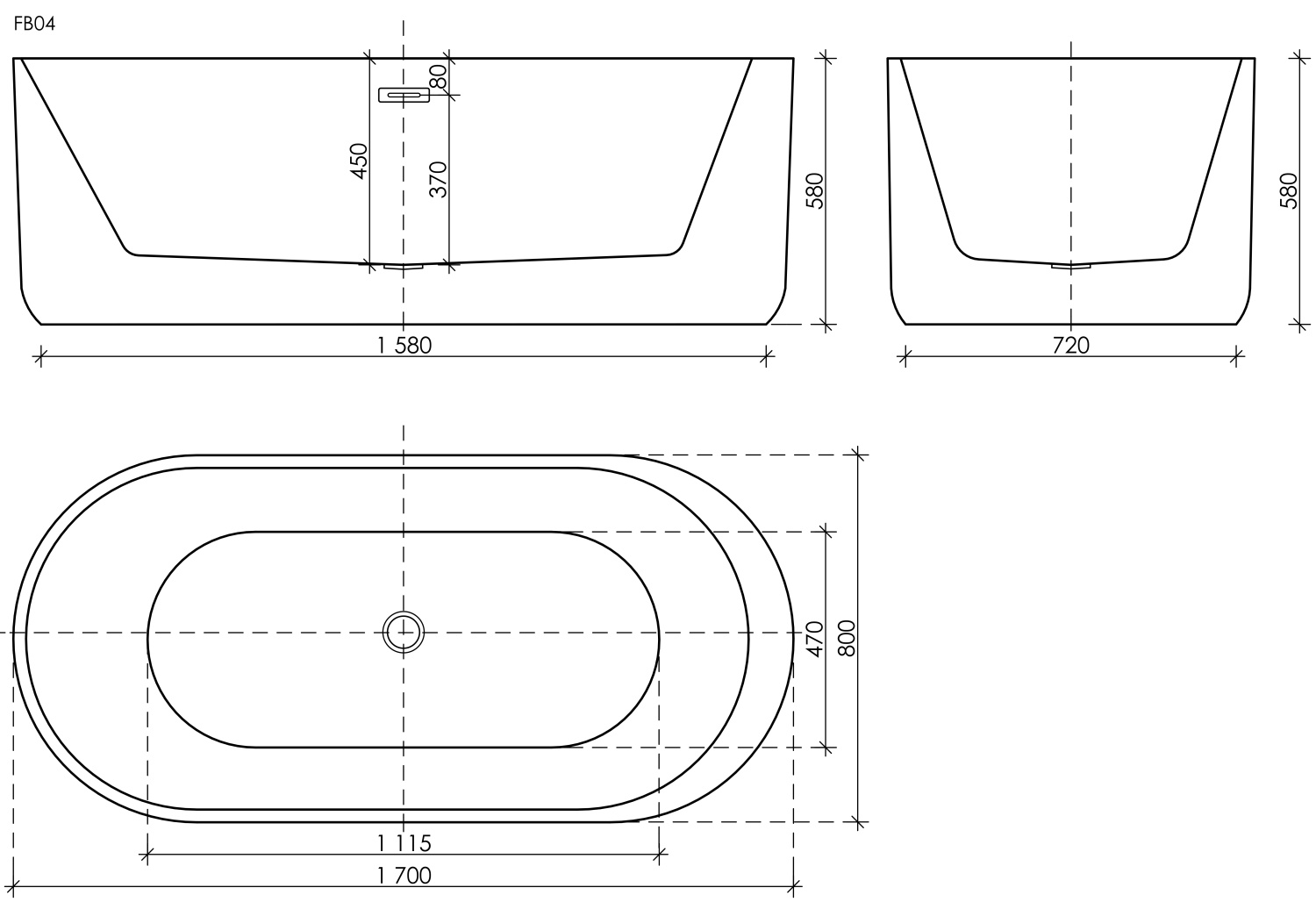 Sancos Fiori Акриловая ванна отдельностоящая 170x80x58h см, цвет: белый FB04