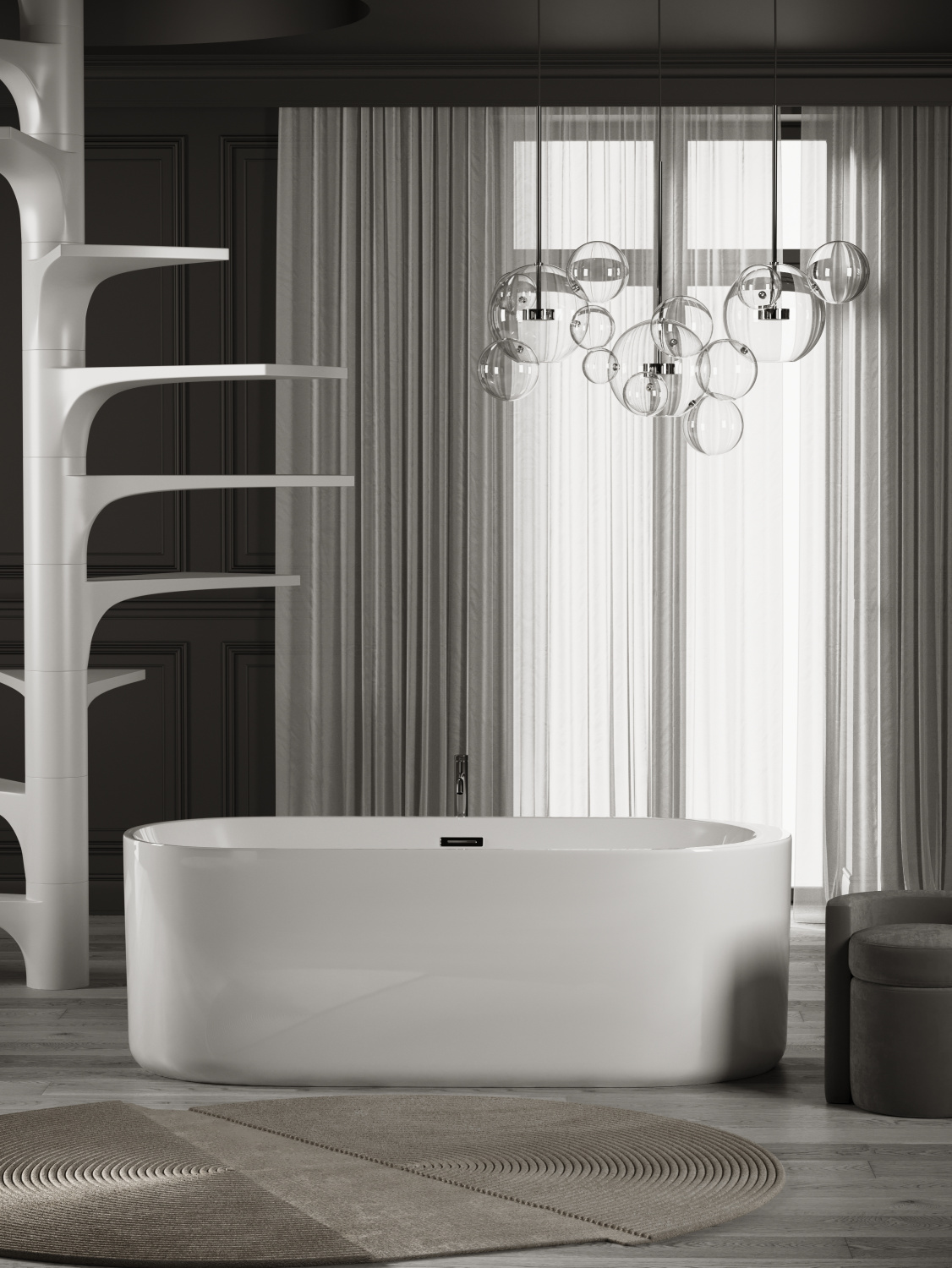 Sancos Fiori Акриловая ванна отдельностоящая 170x80x58h см, цвет: белый FB04