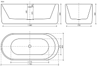 Sancos Fiori Акриловая ванна отдельностоящая 170x80x58h см, цвет: белый FB04