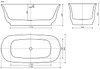 Sancos Viva Акриловая ванна отдельностоящая 170x80x60h см, цвет: белый FB08