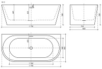 Sancos First Акриловая ванна пристенная 170x80x58h см, цвет: белый FB10