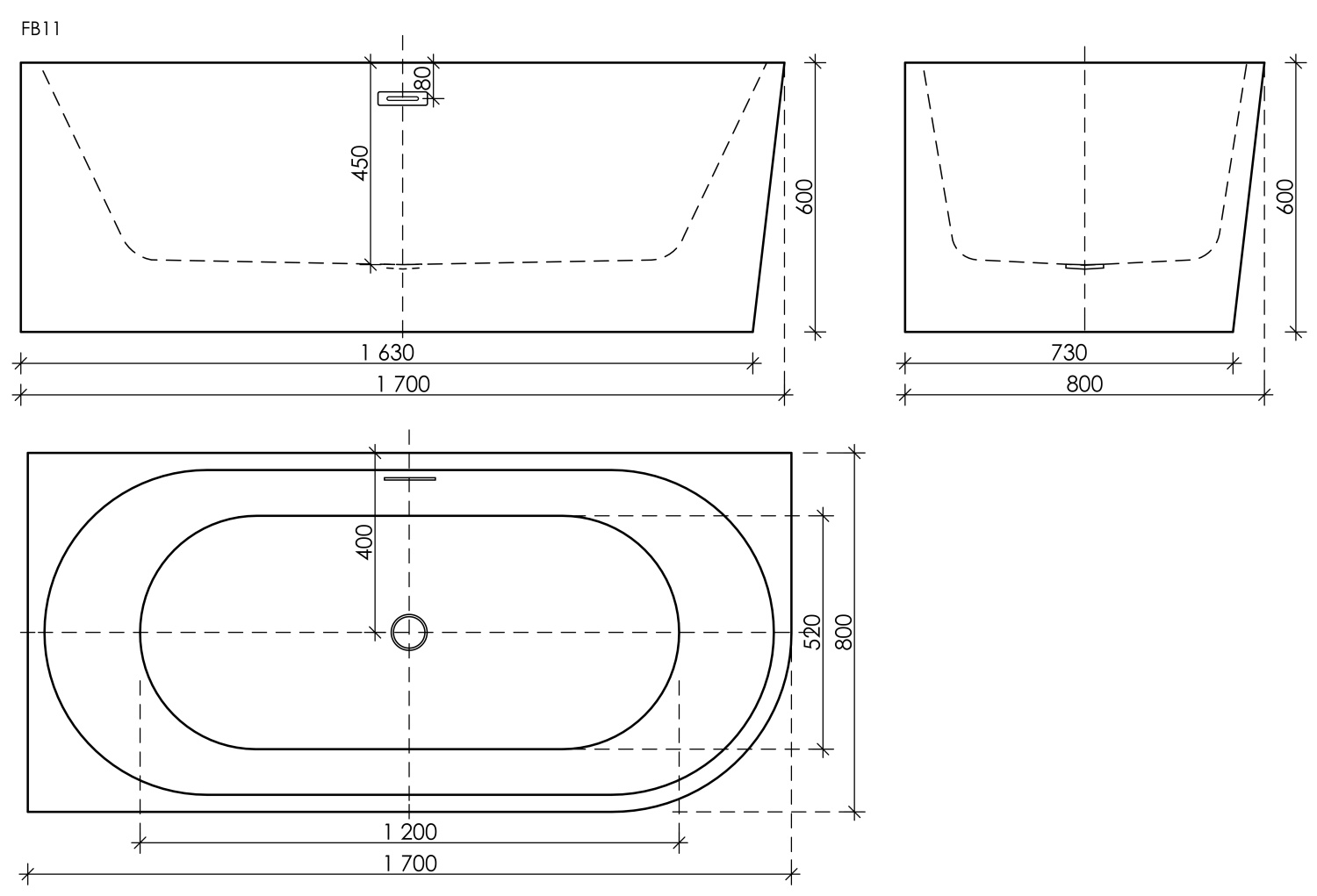 Sancos Veneto L Акриловая ванна угловая левая 170x80x60h см, цвет: белый FB11