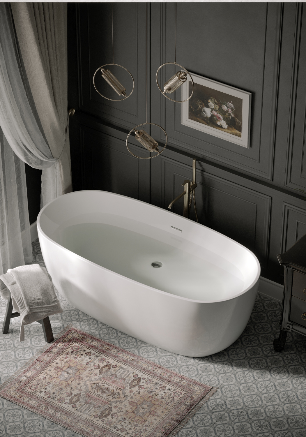 Sancos Space Акриловая ванна отдельностоящая 170x80x60h см, цвет: белый FB13