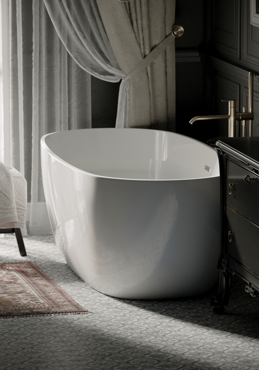 Sancos Space Акриловая ванна отдельностоящая 170x80x60h см, цвет: белый FB13