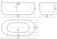 Sancos Space Акриловая ванна отдельностоящая 170x80x60h см, цвет: белый FB13
