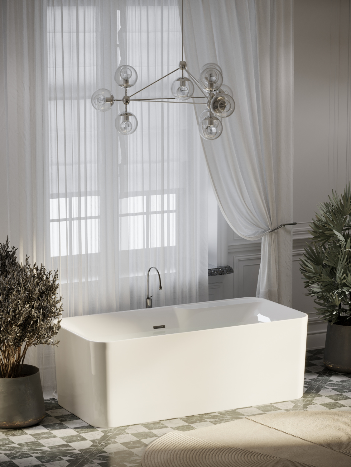 Sancos Sigma Акриловая ванна отдельностоящая 170x80x58h см, цвет: белый FB15