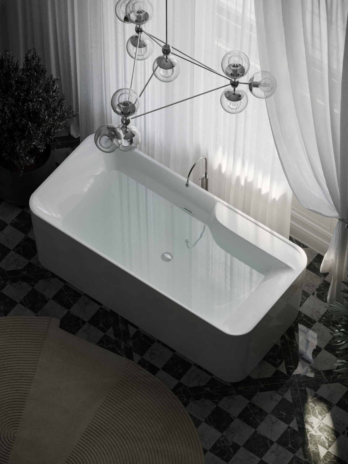 Sancos Sigma Акриловая ванна отдельностоящая 170x80x58h см, цвет: белый FB15