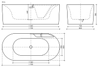 Sancos Omega Акриловая ванна отдельностоящая 170x80x58h см, цвет: белый FB16