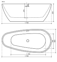 Sancos Avocado Акриловая ванна отдельностоящая 170x80x60h см, цвет: белый FB18