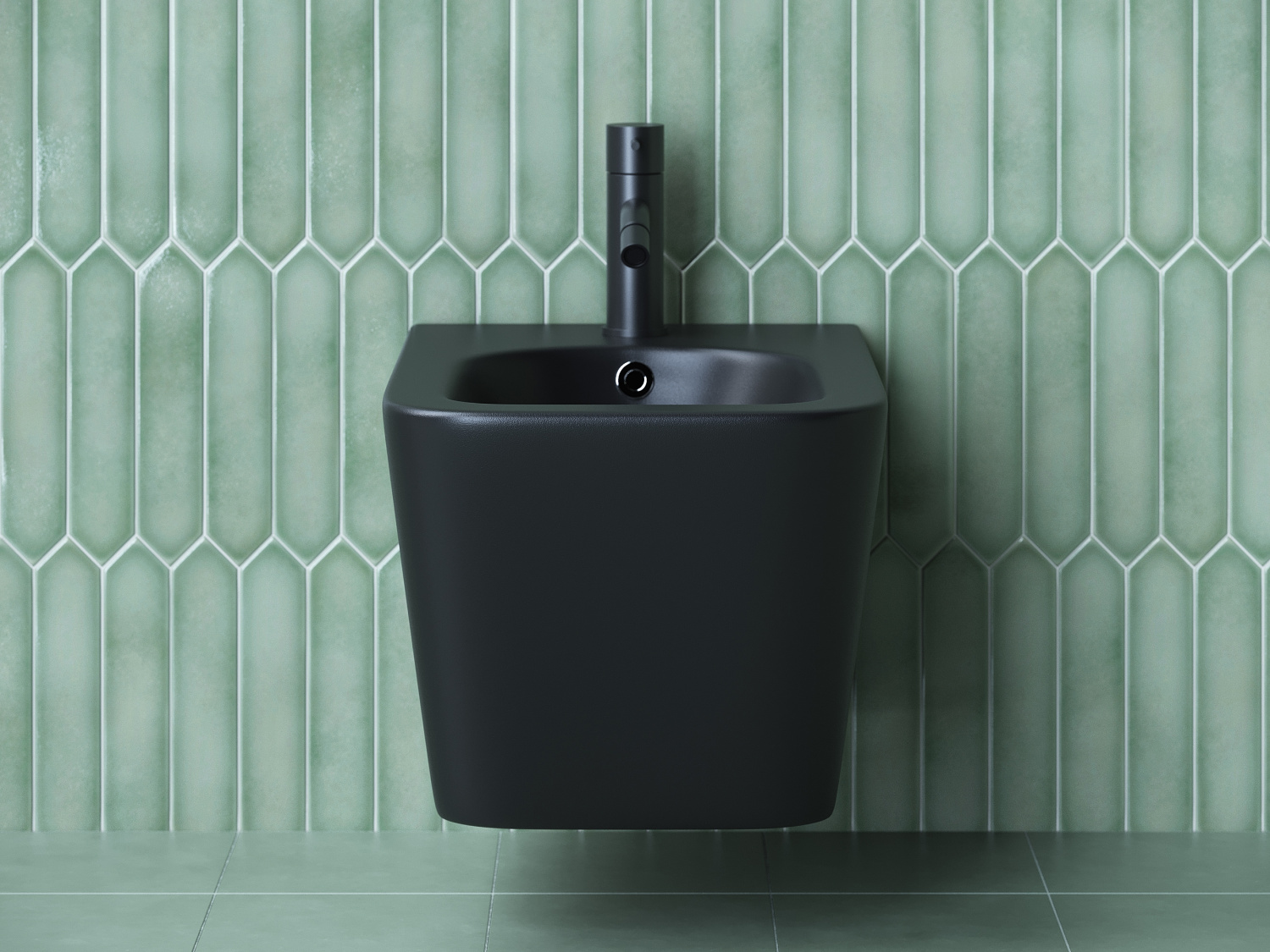 Ceramicanova Metric Биде подвесное 34,5х51 см, c переливом, цвет: черный матовый CN3008MB