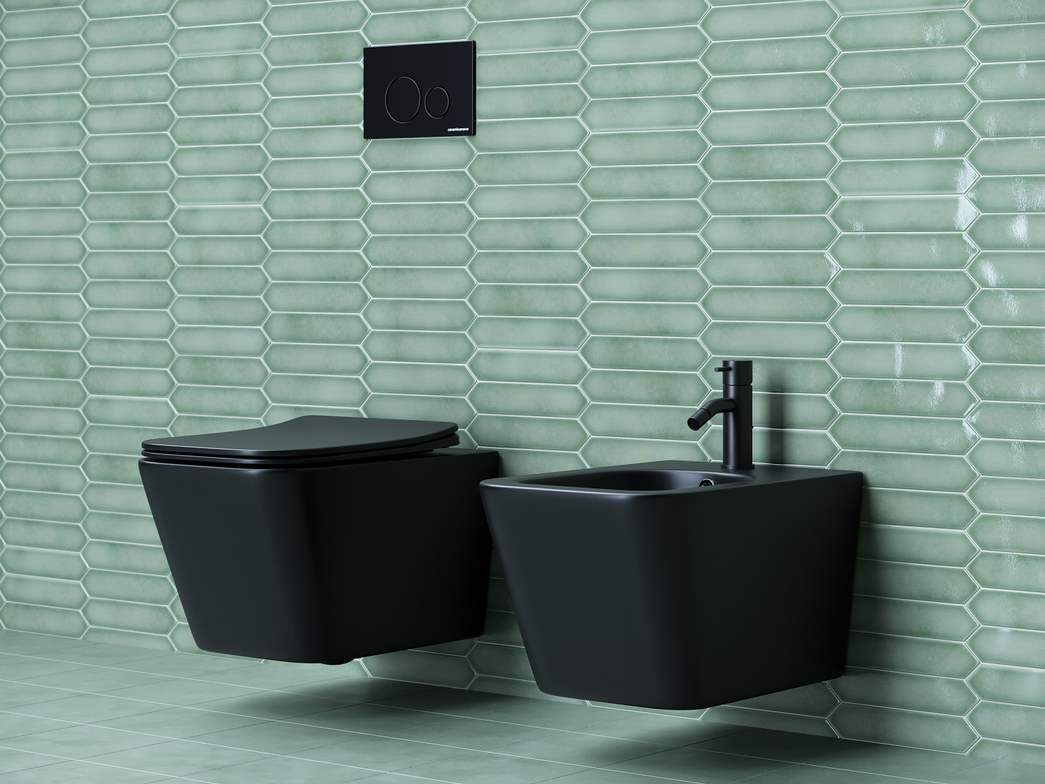 Ceramicanova Metric Биде подвесное 34,5х51 см, c переливом, цвет: черный матовый CN3008MB