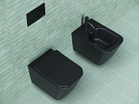 Ceramicanova Metric Биде подвесное 34,5х51 см, c переливом, цвет: черный матовый CN3008MB