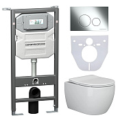 Ceramicanova Play Комплект: инсталляция, унитаз, кнопка, шумоизоляция, цвет: хром глянцевый CN3001_1001CH_1000
