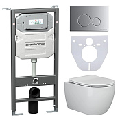 Ceramicanova Play Комплект: инсталляция, унитаз, кнопка, шумоизоляция, цвет: хром матовый CN3001_1001M_1000
