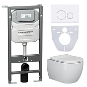 Ceramicanova Play Комплект: инсталляция, унитаз, кнопка, шумоизоляция, цвет: белый глянцевый CN3001_1001W_1000