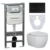 Ceramicanova Play Комплект: инсталляция, унитаз, клавиша, шумоизоляция, цвет: черный матовый CN3001_1002B_1000