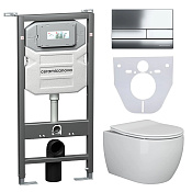 Ceramicanova Play Комплект: инсталляция, унитаз, клавиша, шумоизоляция, цвет: хром глянцевый CN3001_1002CH_1000