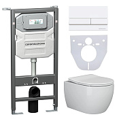 Ceramicanova Play Комплект: инсталляция, унитаз, клавиша, шумоизоляция, цвет: белый глянцевый CN3001_1002W_1000